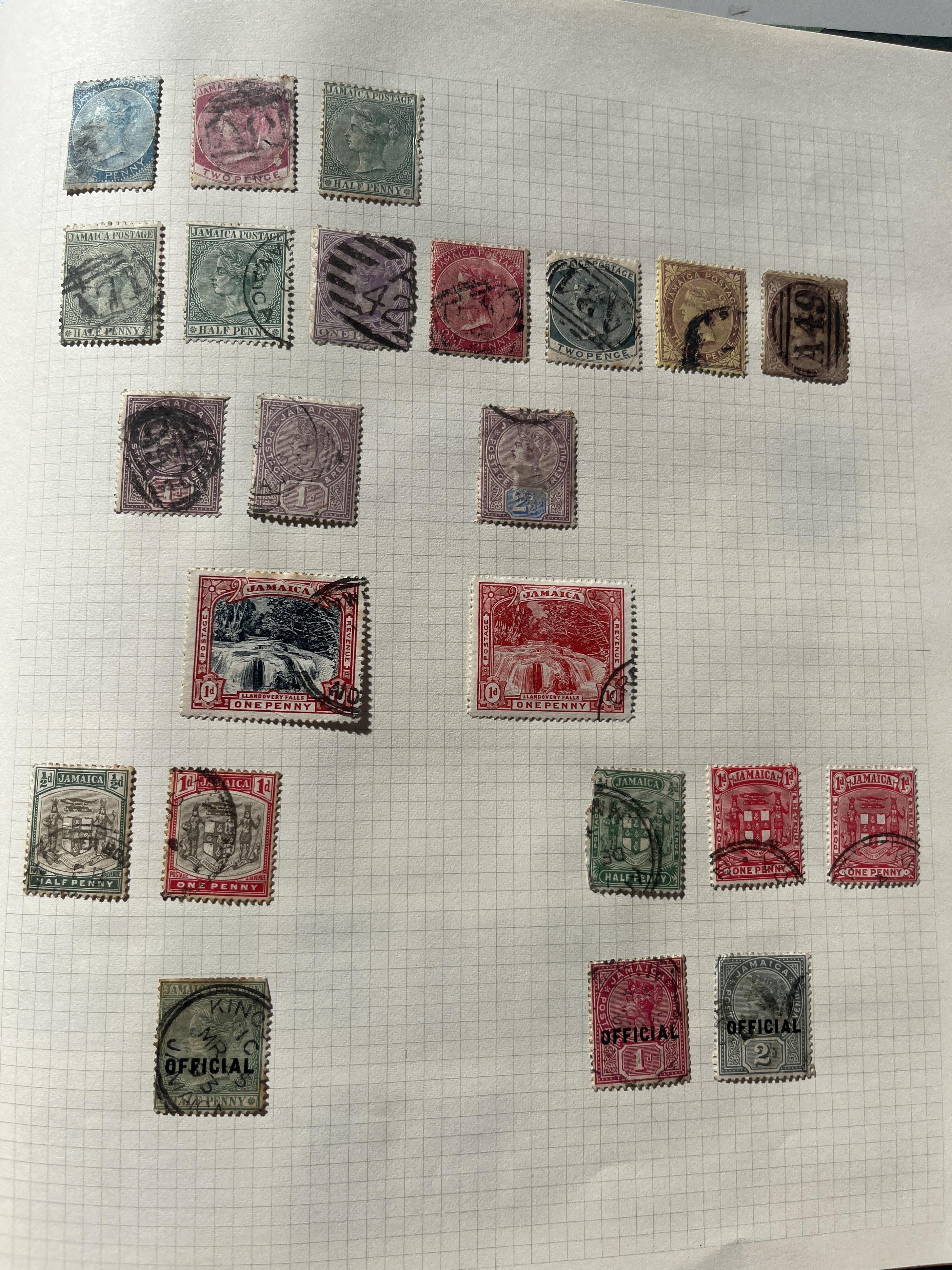 Orilex stamp album containing Antigua, Barbados, Jamaica, Falkland Islands, St. Lucia, Trinidad stamps etc.